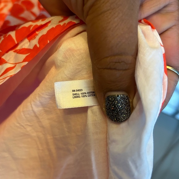 Gap skirt - coral/red & white floral print knee length 100% cotton - Picture 4 of 7